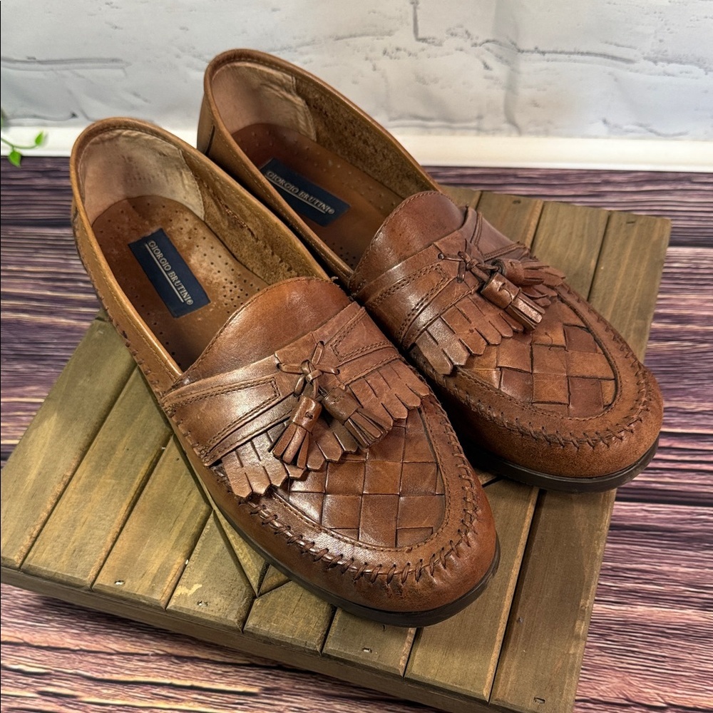 Giorgio Brutini Austin Brown Leather Tassel Loafers